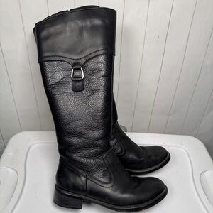 Clarks Artisan Black Leather Knee High Winter Riding Boots Faux Fur Lined 6.5M